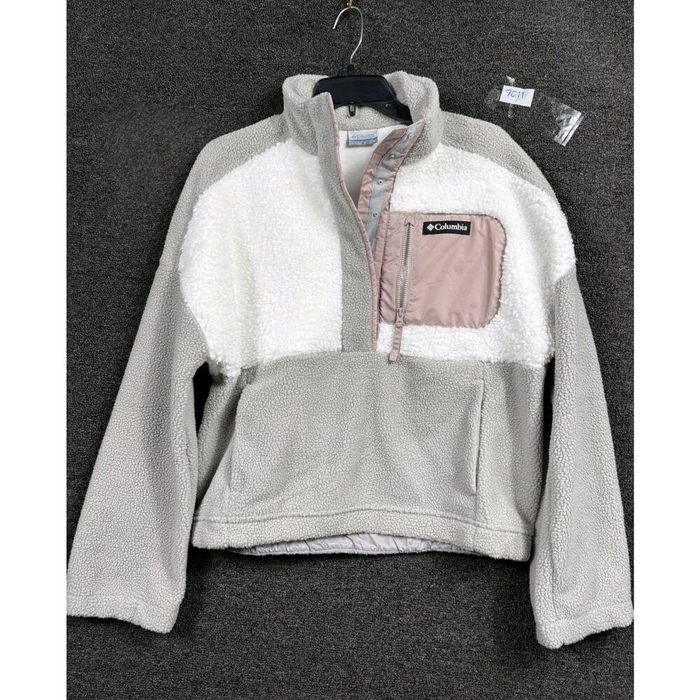Columbia Gray and White Fleece Pullover